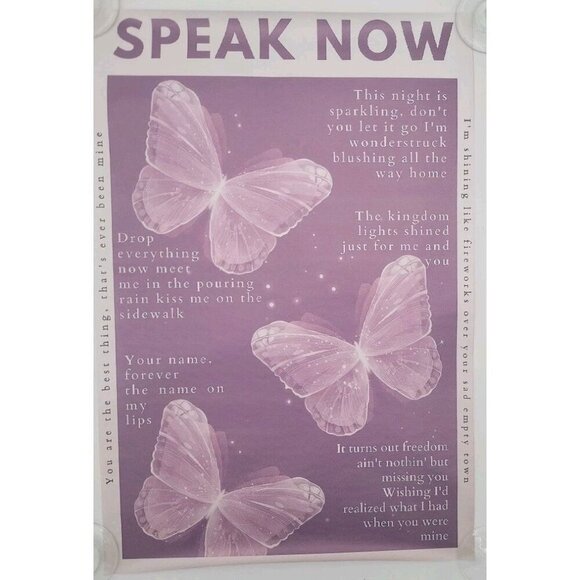 Taylor Swift 24 X 16 Soft Canvas Poster Speak Now Lyrics Purple Rolled Large - Picture 1 of 7